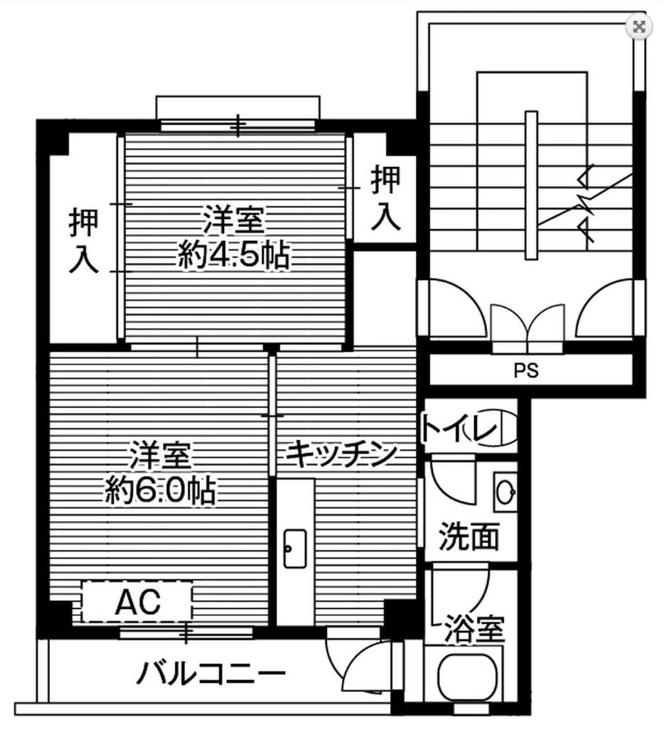 ビレッジハウス清水(2K/2階)の間取り写真