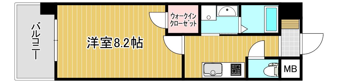 ギャラクシーヴィーラブライト(1K/4階)の間取り写真