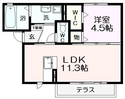 シルトクレーテ ボナールII(1LDK/1階)の間取り写真