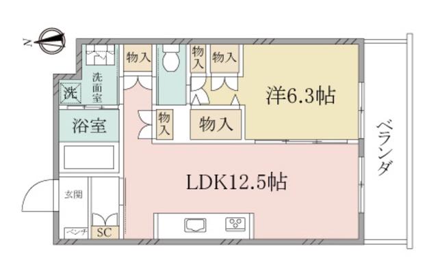 ヘーベルヴィレッジ西国分寺KIRSCH BLUTE1(1LDK/1階)の間取り写真