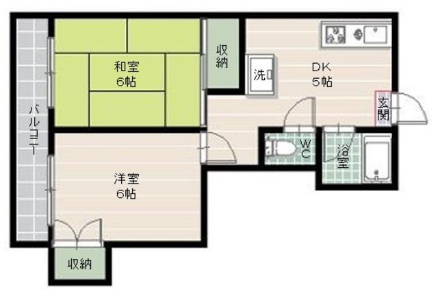 ハイツ鳥越(2DK/2階)の間取り写真
