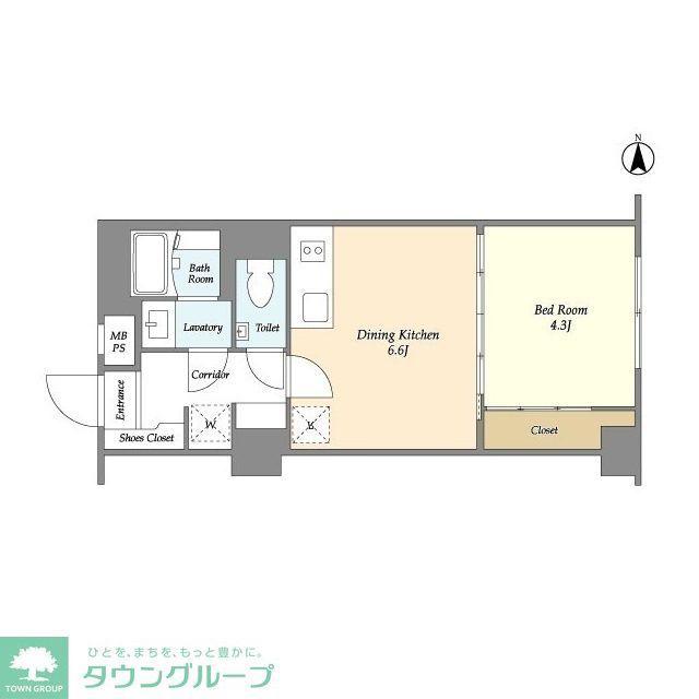 BELLEVIAGE KINSHICHO(1DK/2階)の間取り写真