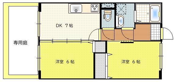 ライラック(2DK/2階)の間取り写真