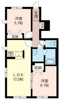BELLWOOD桂 A(2LDK/1階)の間取り写真