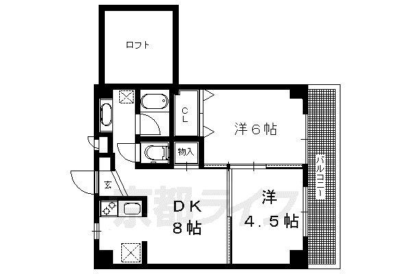 ウエストヒルズ(2LDK/6階)の間取り写真