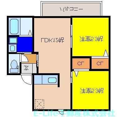 パークシーズンズ花立(2LDK/1階)の間取り写真