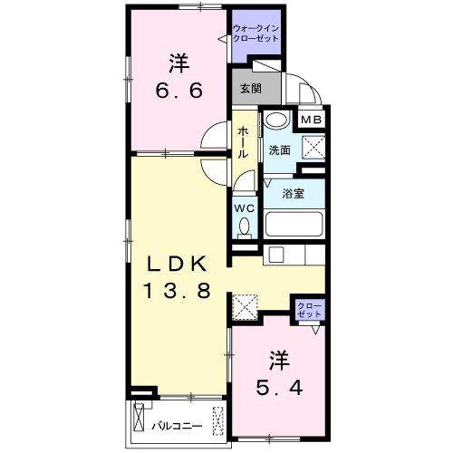 メゾン モンターニュ(2LDK/2階)の間取り写真