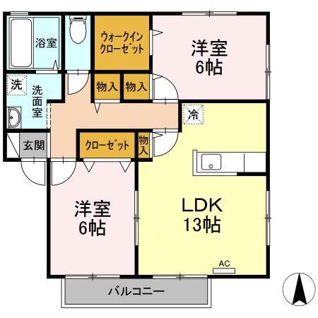 グレイス田上(2LDK/2階)の間取り写真