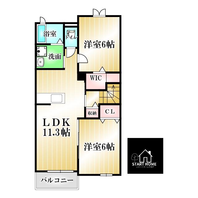 アヴァンセ S(2LDK/2階)の間取り写真