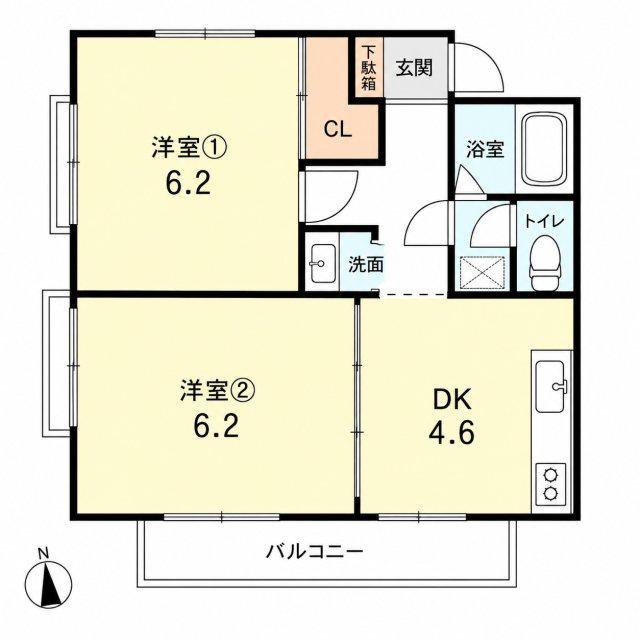 クラシス西宮門戸(2DK/2階)の間取り写真