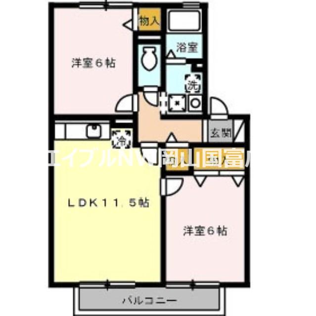 ヴィラ・シュモク(2LDK/2階)の間取り写真