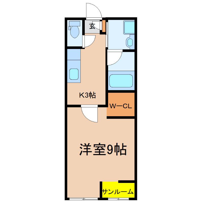 KINA・HILLS(1K/2階)の間取り写真