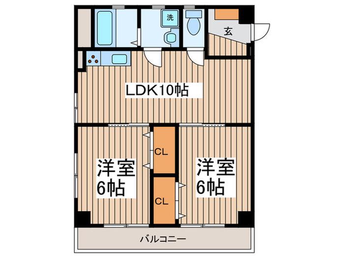 メゾンかり(2LDK/3階)の間取り写真