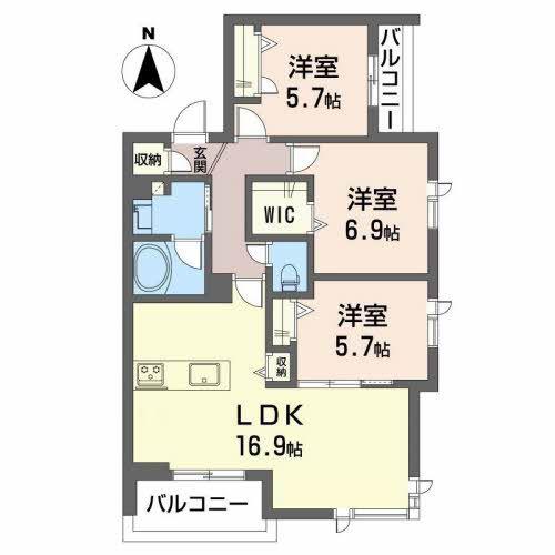 GRANFIORE MOLLIS(3LDK/2階)の間取り写真