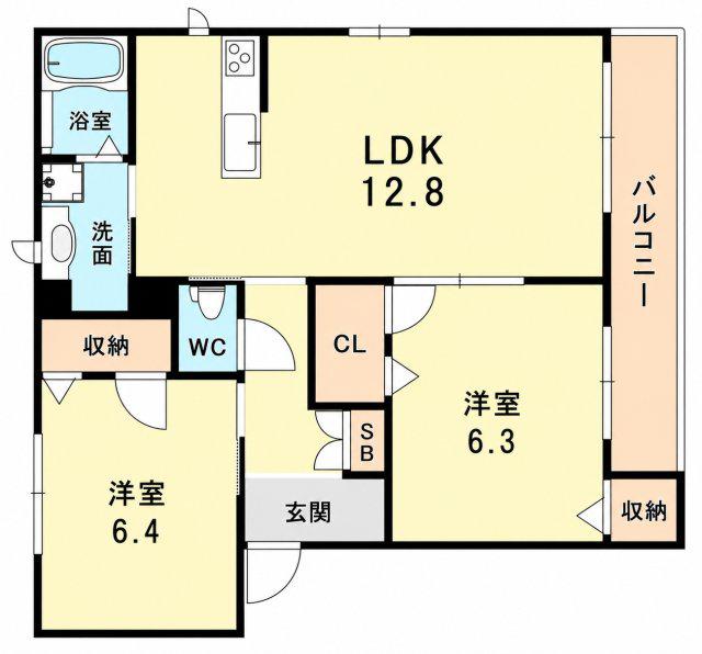 SHAMAISONRIVER(2LDK/2階)の間取り写真