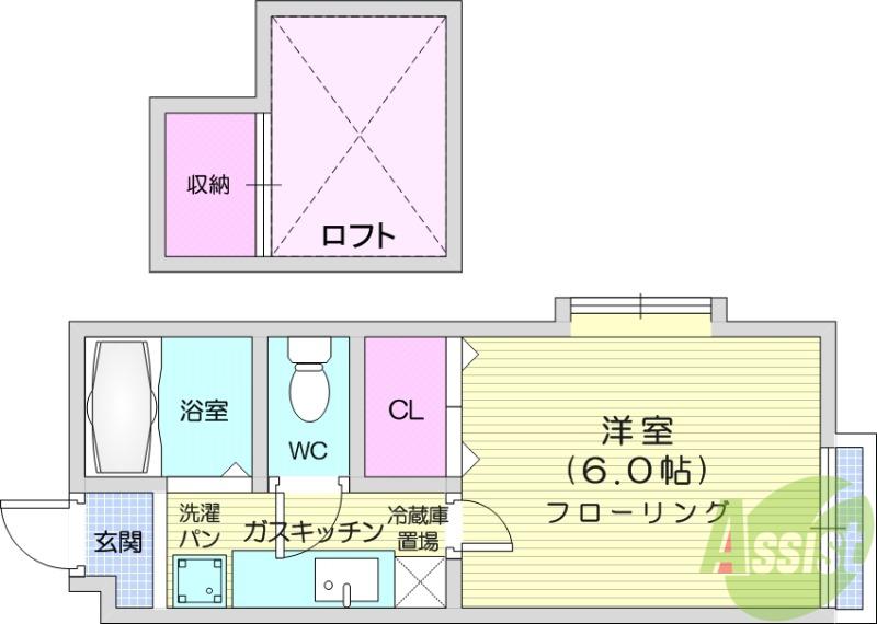 アリス高砂第2(1K/2階)の間取り写真