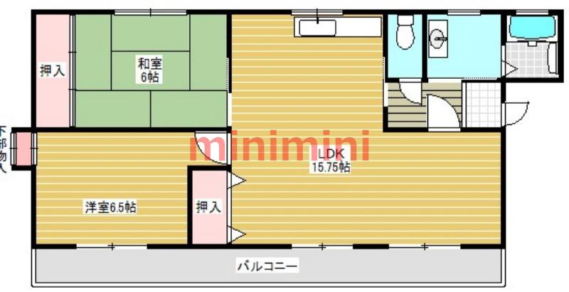 西町ハイツ(2LDK/3階)の間取り写真