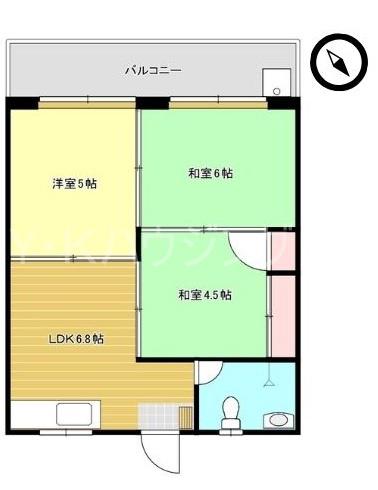 知念アパートII(3DK/2階)の間取り写真