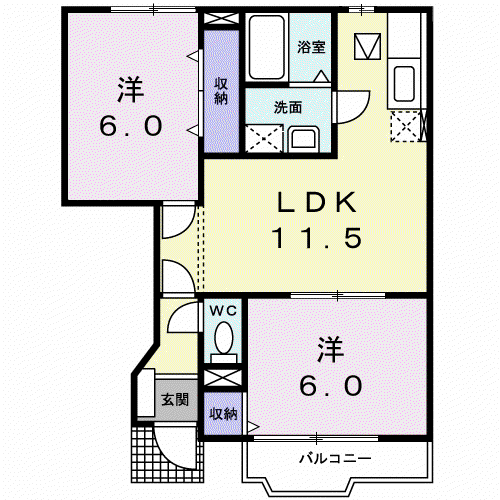 サンパティークB(2LDK/1階)の間取り写真