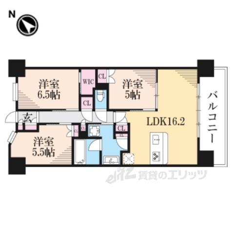 ブランズシティ南草津(3LDK/6階)の間取り写真