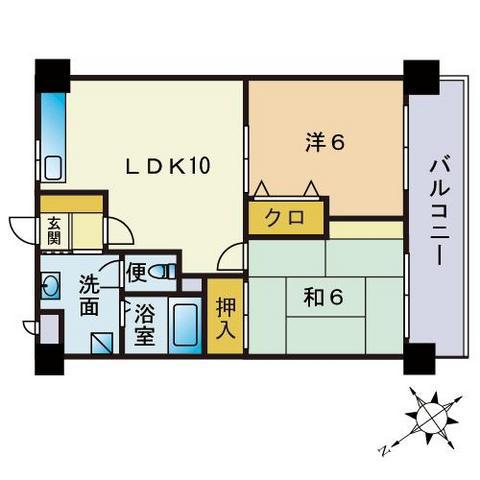シェリーコート(2LDK/4階)の間取り写真
