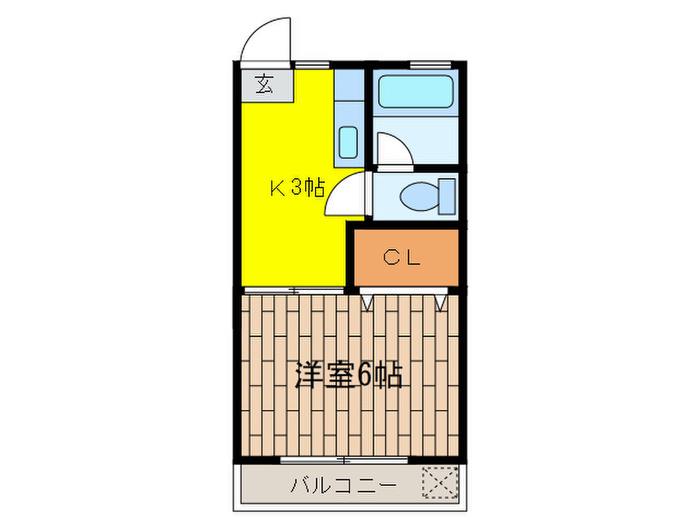 浜田山ハウス(1K/1階)の間取り写真