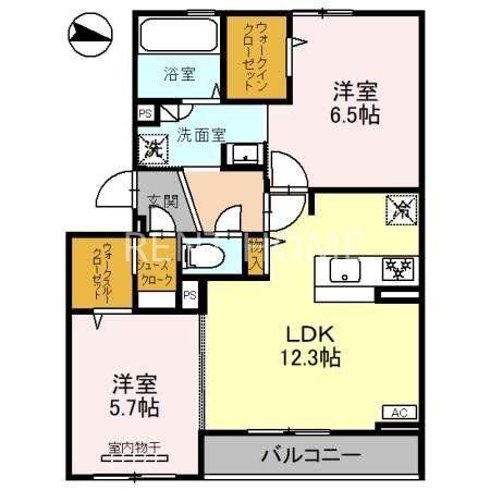 グラッドII(2LDK/3階)の間取り写真