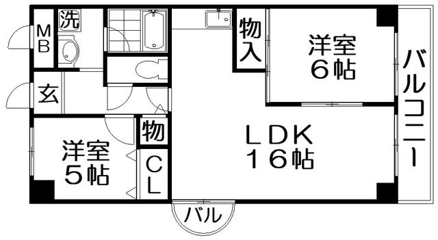 香里プラザII(2LDK/4階)の間取り写真