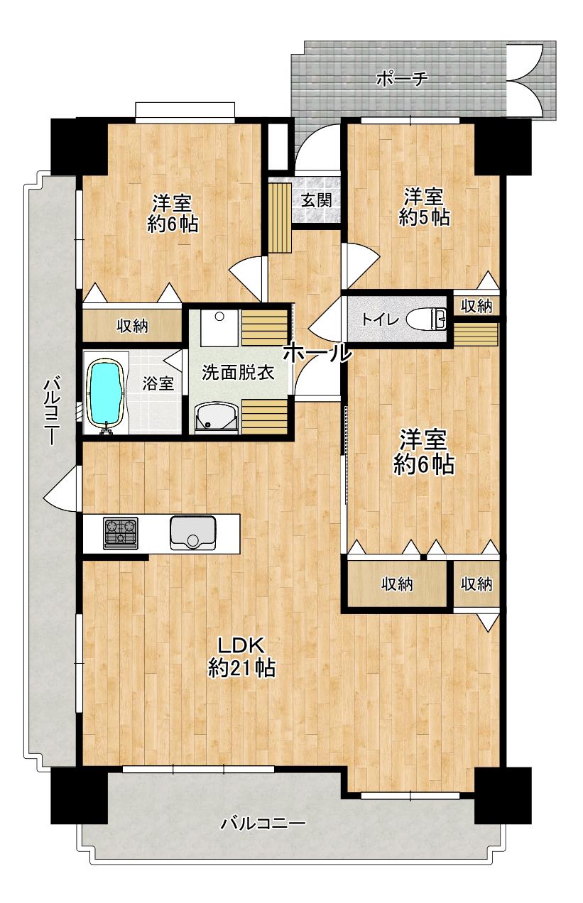 シティライフ八王寺通(3LDK/4階)の間取り写真
