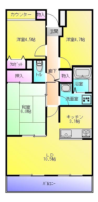 アイレックスプラザ(3LDK/2階)の間取り写真