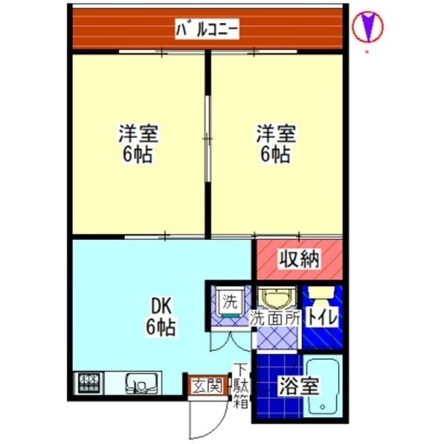 ベラアカシア(2DK/2階)の間取り写真
