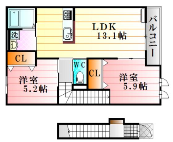 メゾン・シルフィードII (2LDK/2階)の間取り写真