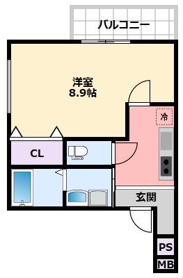 フジパレス西宮今津III番館(1K/3階)の間取り写真