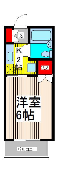 Kコーポ(1K/2階)の間取り写真