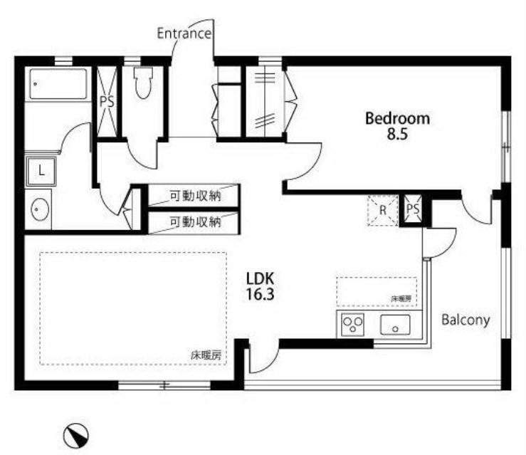 柿の木コート(1LDK/3階)の間取り写真