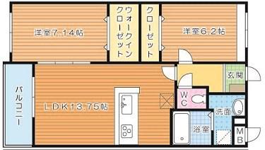 ソレイユ若戸(2LDK/4階)の間取り写真