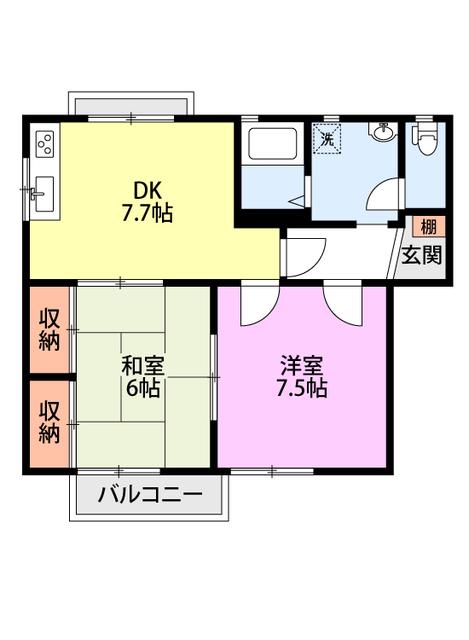 グリーンベールKAMEDA A棟(2DK/2階)の間取り写真