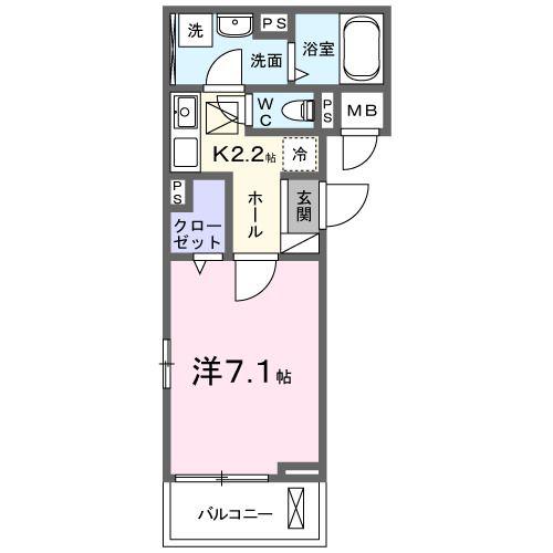 ヒカルサ四日市西浜田(1K/1階)の間取り写真