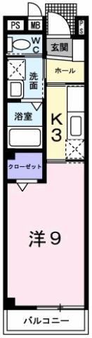ウェル メゾン(1K/1階)の間取り写真