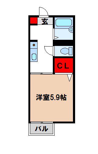 サンシャイン(1K/2階)の間取り写真
