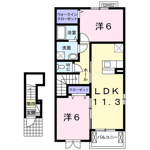 レスパス I(2LDK/2階)の間取り写真