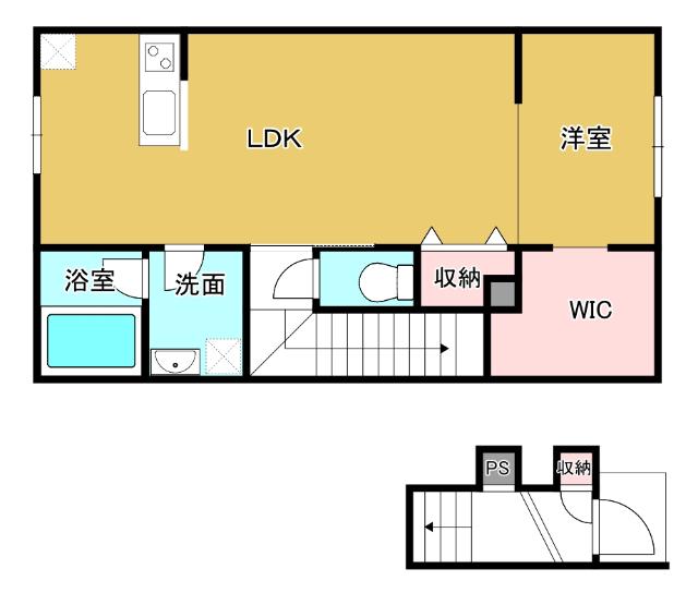 LUX 五福(1LDK/2階)の間取り写真