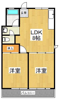 シャトードイワネ1(2LDK/2階)の間取り写真