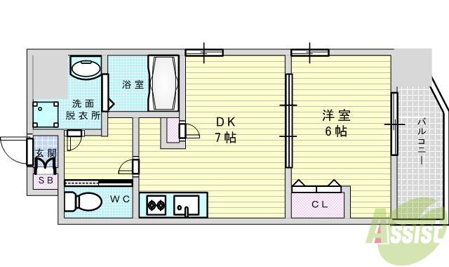 スプランディッド新大阪3(1DK/10階)の間取り写真