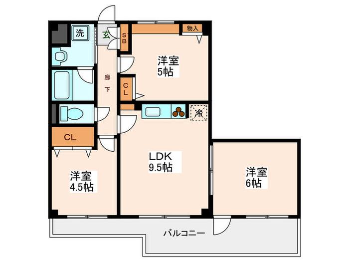 ビューハイツ(3LDK/3階)の間取り写真