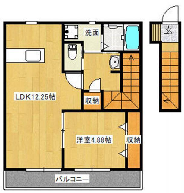 BROWN CHESS(1LDK/2階)の間取り写真