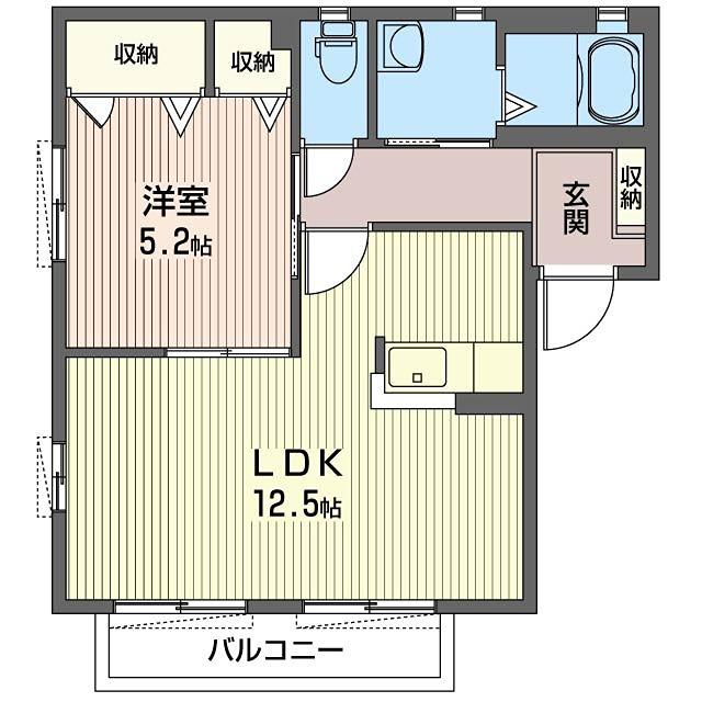 アルタイルD(1LDK/2階)の間取り写真