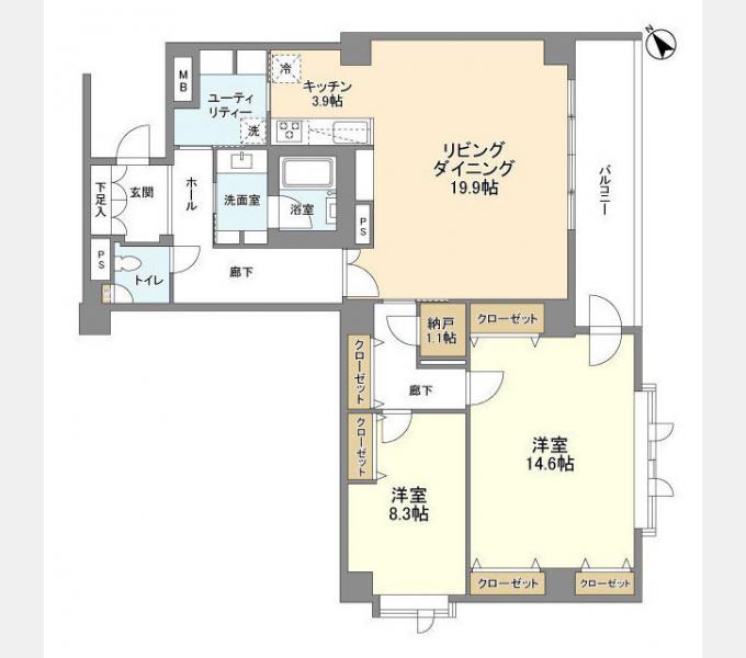 ステラメゾン碑文谷(2LDK/3階)の間取り写真