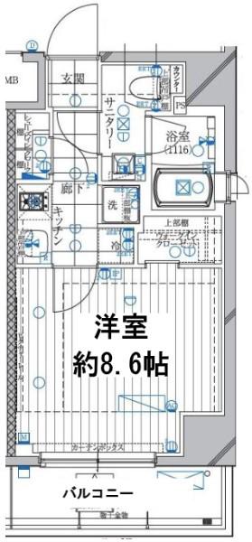 REGALIZ高田馬場(1K/7階)の間取り写真