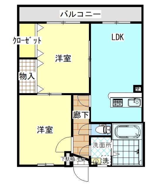 ユーミーノムラII(2LDK/1階)の間取り写真